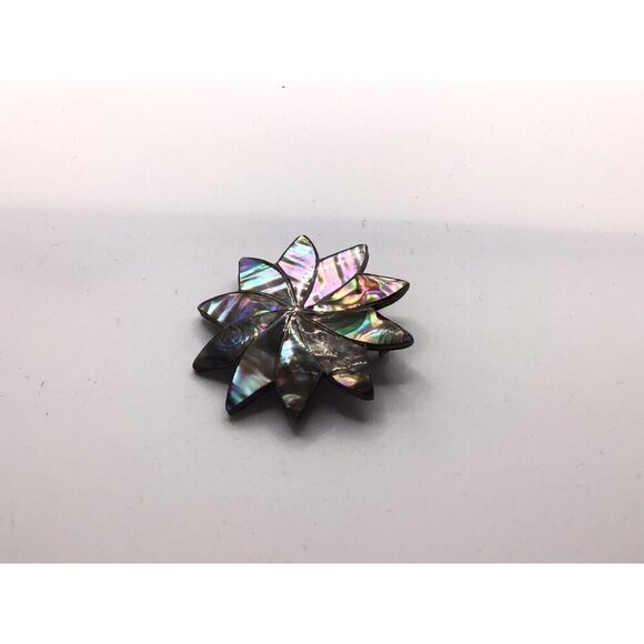 Vintage Sterling Abalone Pinwheel Brooch Pin Signed Mexico 925 - Picture 5 of 6
